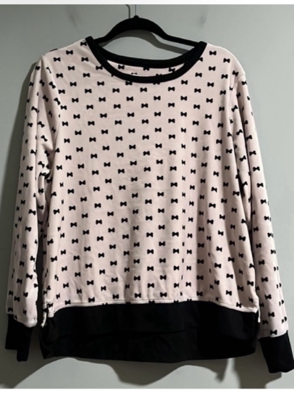 Kate Spade Pink and Black Bow Velour Sweatshirt